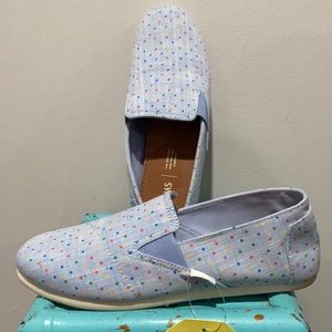 NEW TOMS Redondo Light Bliss Blue Speckled Chambray Dots Size 7.5